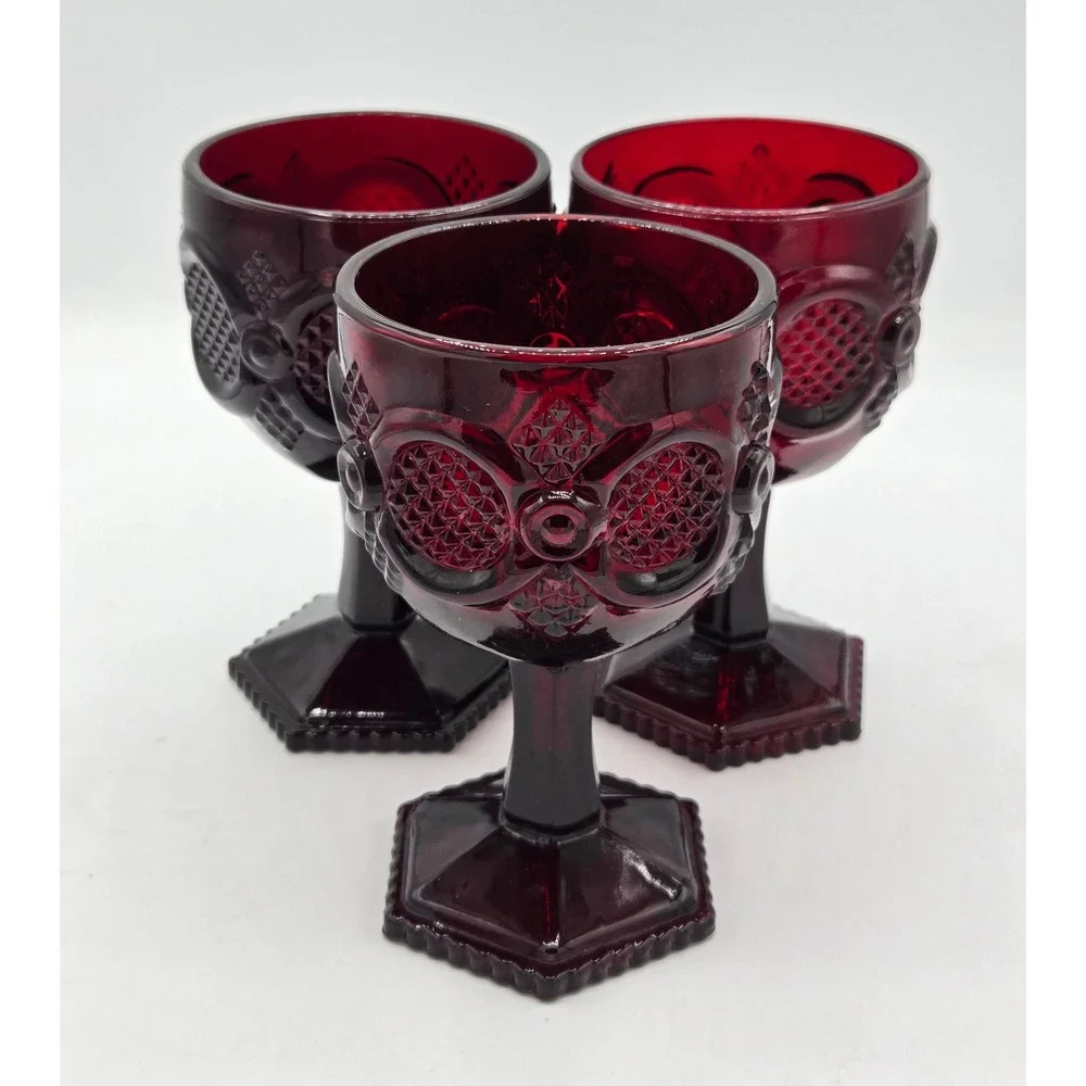 Set of 3‎ Vintage AVON 1876 Cape Cod Ruby Red 6